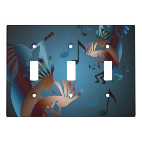 Kokopelli Blues Music Triple  Light Switch Cpver