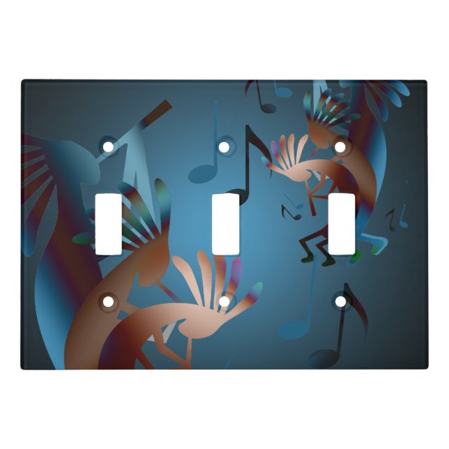 Kokopelli Blues Music Triple  Light Switch Cpver (Front)
