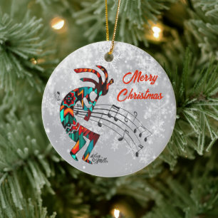 Kokopelli Christmas Ceramic Ornament
