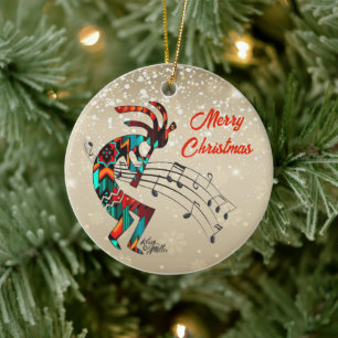 Kokopelli Christmas Ceramic Ornament