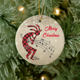 Kokopelli Christmas Ceramic Ornament