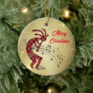 Kokopelli Christmas Ceramic Ornament