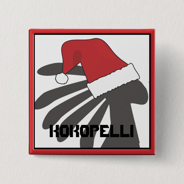 Kokopelli Christmas Template Pinback Button (Front)