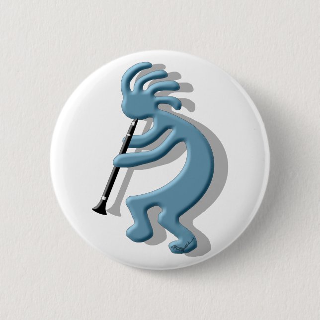 Kokopelli Clarinet Pinback Button (Front)
