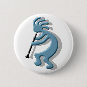 Kokopelli Clarinet Pinback Button