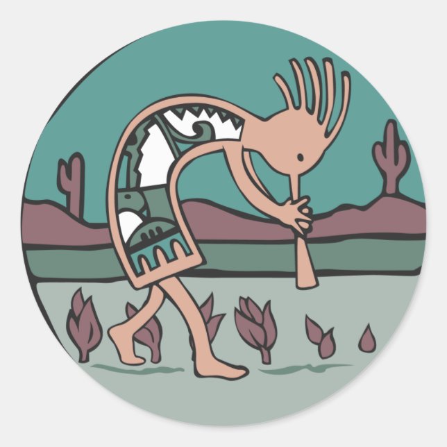 kokopelli classic round sticker (Front)