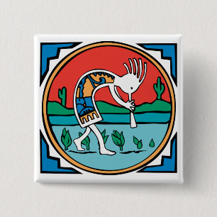 Kokopelli Color Pinback Button