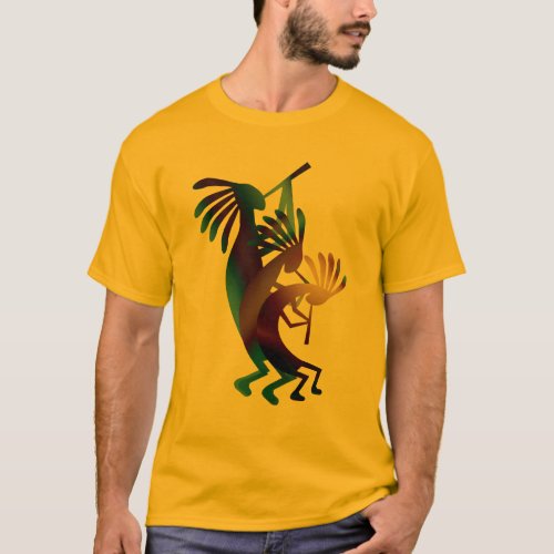 Kokopelli Dance Musician Gold T_Shirt