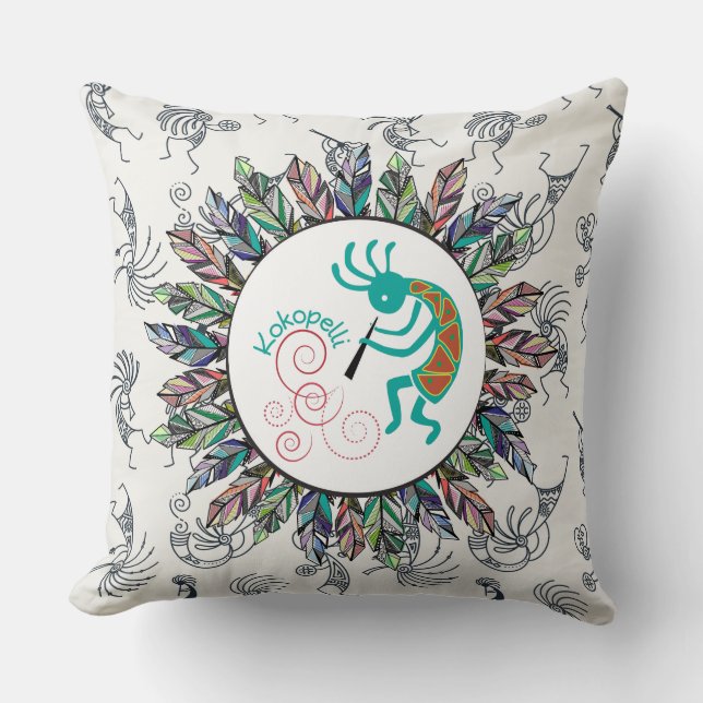 Kokopelli Dancer Throw Pillow (Front)
