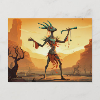 Kokopelli Dancing On The Canyon Floor Postcard