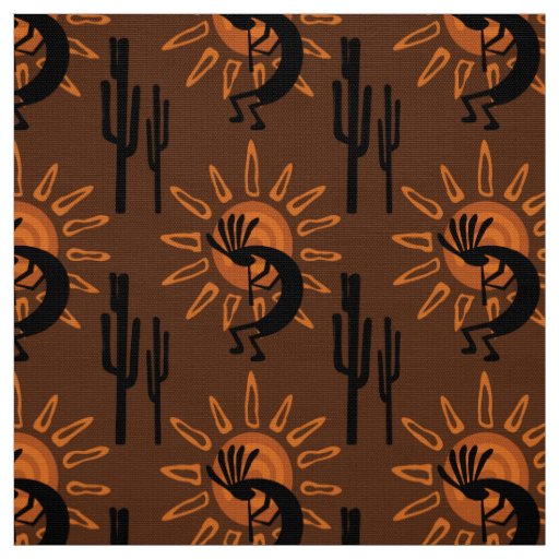 Kokopelli Desert Southwest Sun Brown Fabric