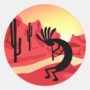 Kokopelli Desert Sunset 3" Craft Sticker