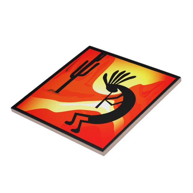 Kokopelli  Desert Sunset Ceramic Tile (Side)