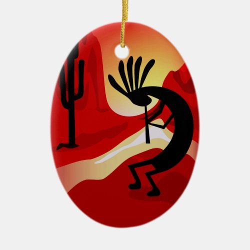 Kokopelli Desert Sunset Christmas Ornament