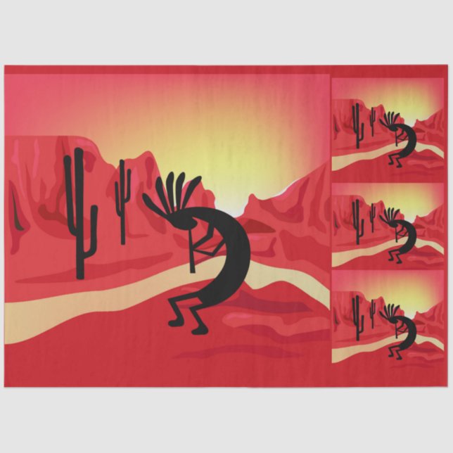 Kokopelli Desert Sunset Southwest Decoupage Set Tissue Paper (Front)