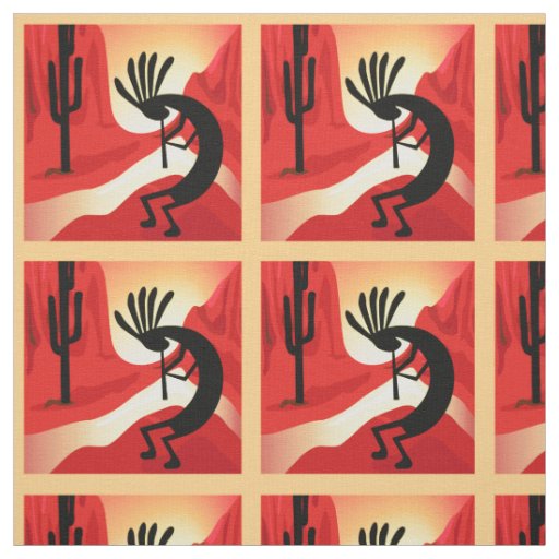 Kokopelli Desert Sunset Southwest Fabric