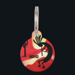 Kokopelli Desert Sunset Southwest Pet ID Tag<br><div class="desc">The Kokopelli design is a graphic illustration by artist/designer Charmaine Paulson.  The illustration was created as a vector,  and then enhanced in photo software.  This design is available on crafting supplies at Craftmaster,  and on a variety of products at Windyone. Enjoy!</div>