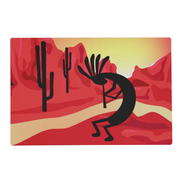Kokopelli Desert Sunset Southwest Placemat (Back)