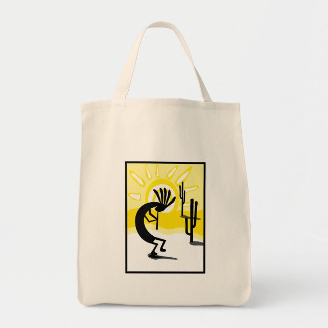 Kokopelli Desert Two Cactus Tote Bag (Front)