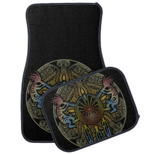 Kokopelli Duo - Man In The Maze - Dreamcatcher 1 Car Floor Mat