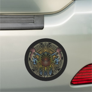 Kokopelli Duo - Man In The Maze - Dreamcatcher 1 Car Magnet