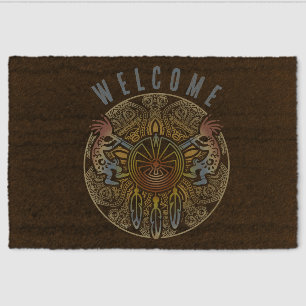 Kokopelli Duo - Man In The Maze - Dreamcatcher 1 Fiber Doormat