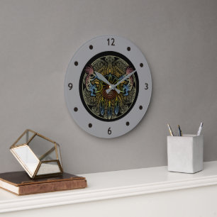 Kokopelli Duo - Man In The Maze - Dreamcatcher 1 Large Clock