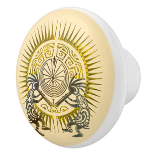 Kokopelli Duo - Man In The Maze - Sun 1 Ceramic Knob