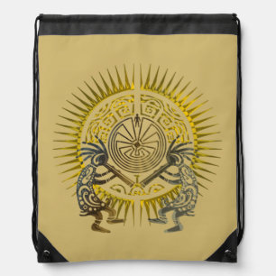 Kokopelli Duo - Man In The Maze - Sun 1 Drawstring Bag