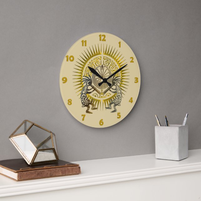 Kokopelli Duo - Man In The Maze - Sun 1 Large Clock (Office)