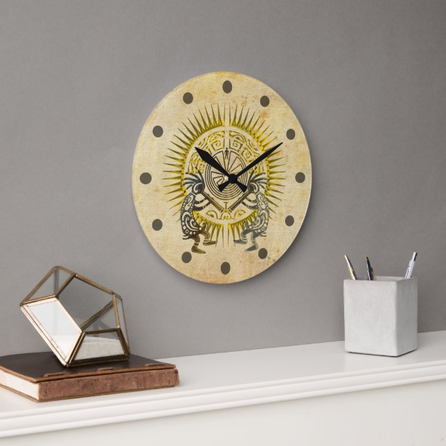 Kokopelli Duo - Man In The Maze - Sun 1 Large Clock (Office)