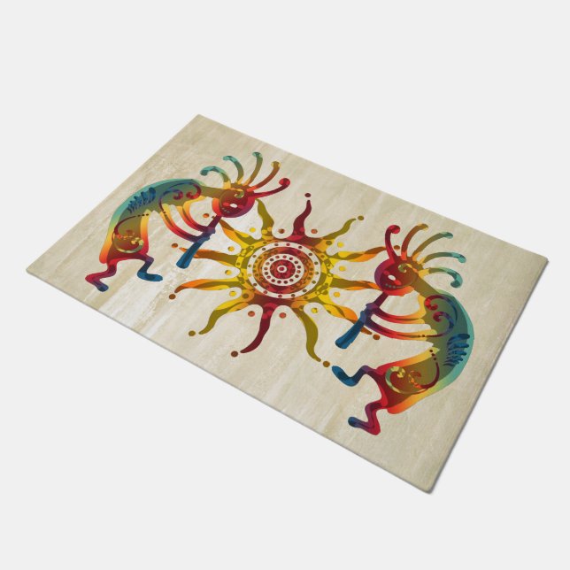 KOKOPELLI DUO SUN + your ideas Doormat (Angled)