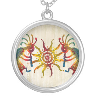 KOKOPELLI DUO SUN + your ideas Silver Plated Necklace