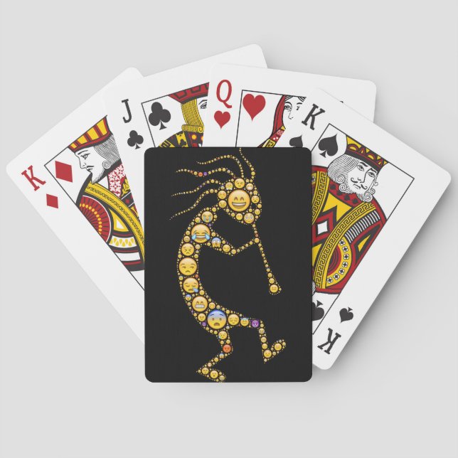 Kokopelli emoji art magical icons poker cards (Back)