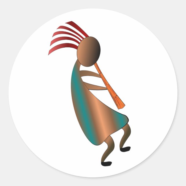 Kokopelli Flute Player Classic Round Sticker (Front)