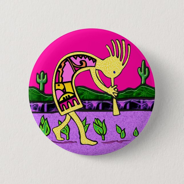 Kokopelli, Flute Player of the Desert Pinback Button (Front)