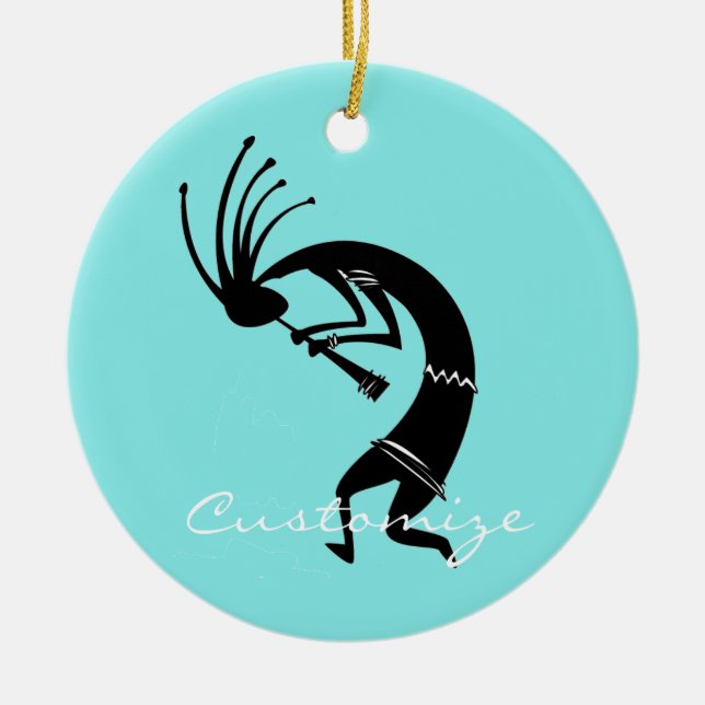 Kokopelli flute player Thunder_Cove Ceramic Ornament (Front)