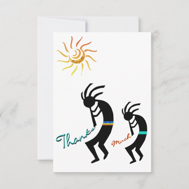 Kokopelli Flute Players Flat Thank You Card (Front)