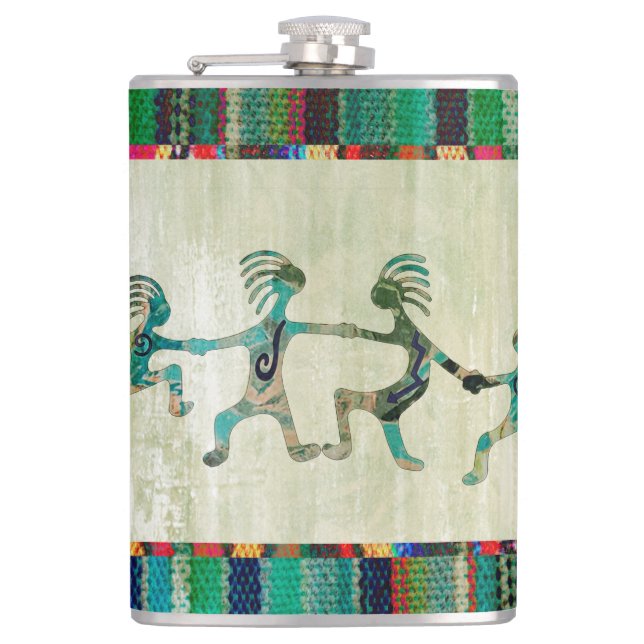 KOKOPELLI funny familiy + your ideas Flask (Front)