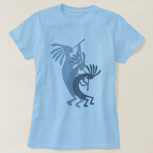 Kokopelli Gets Down Music Blue Ladies T-shirt