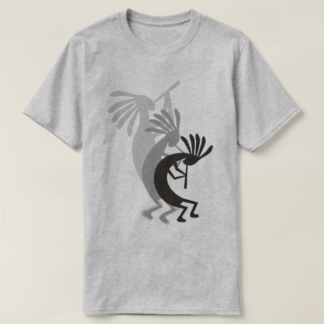 Kokopelli Gets Down Music Mens Grey Basic T-Shirt (Design Front)