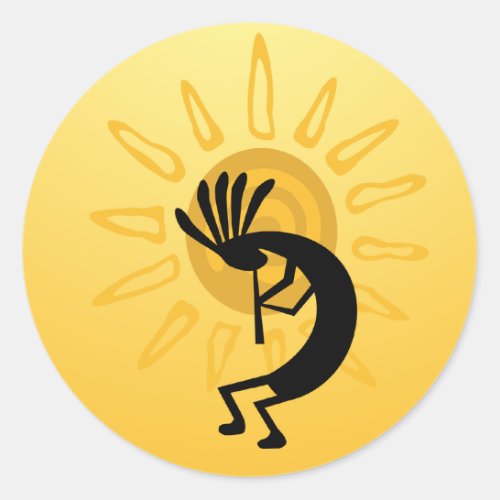 Kokopelli Gold Sun  3 Sticker