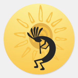 Kokopelli Gold Sun 3" Sticker