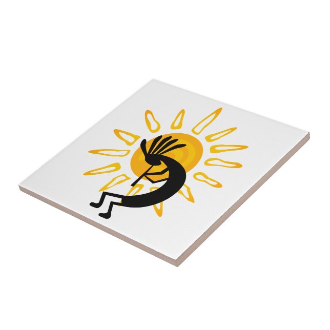 Kokopelli  Gold Sun Ceramic Tile (Side)
