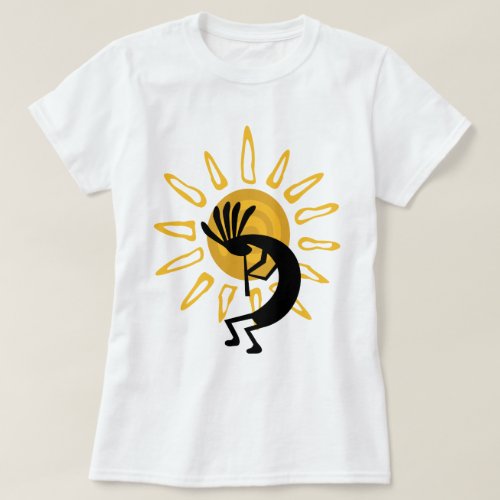 Kokopelli Gold Sun Ladies Basic T_Shirt