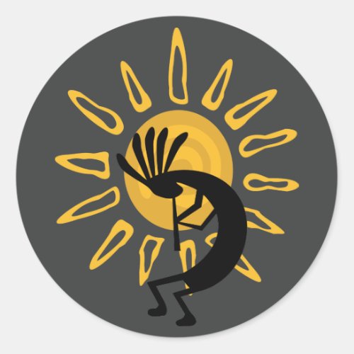 Kokopelli Gold Sun Southwest Grey 3 Sticker