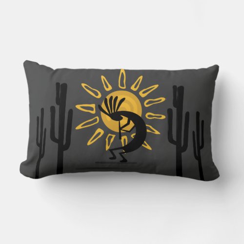 Kokopelli Gold Sun Southwest Lumbar Pillow