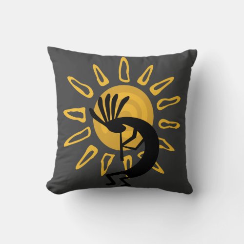 Kokopelli Gold Sun Southwest  Pillow
