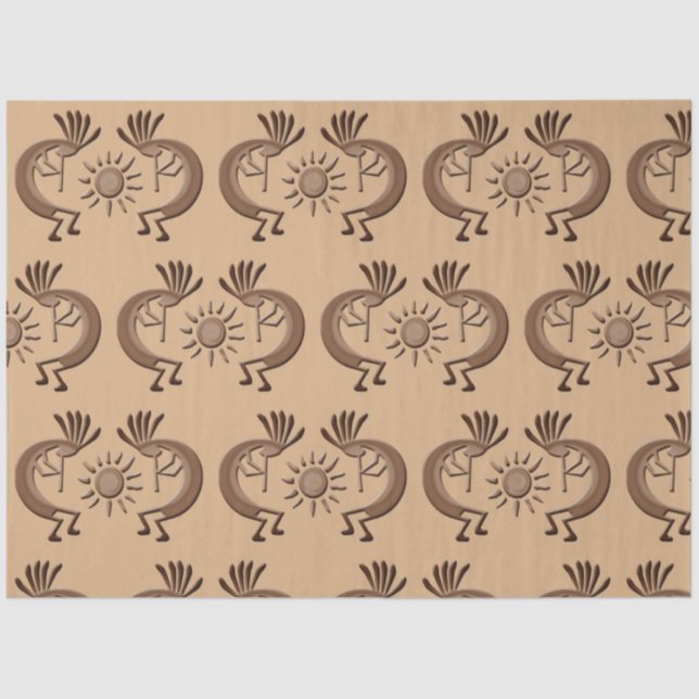 Kokopelli Golden Sun Broned 2 Decoupage Tissue Paper (Front)