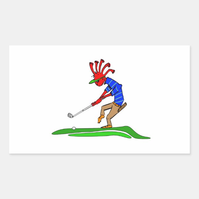 Kokopelli Golfer Rectangular Sticker (Front)